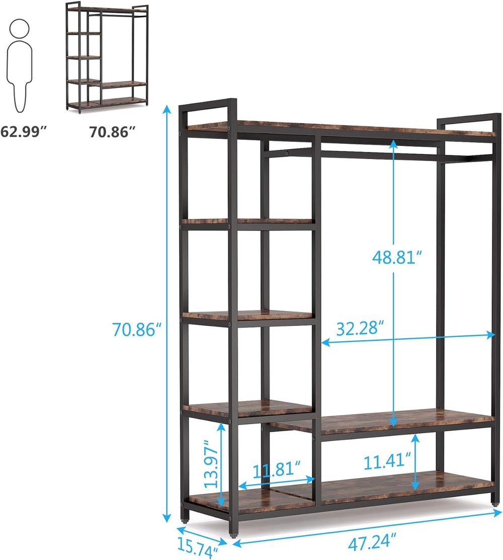 Freestanding Closet Organizer, Garment Rack with 6 Shelves view 7